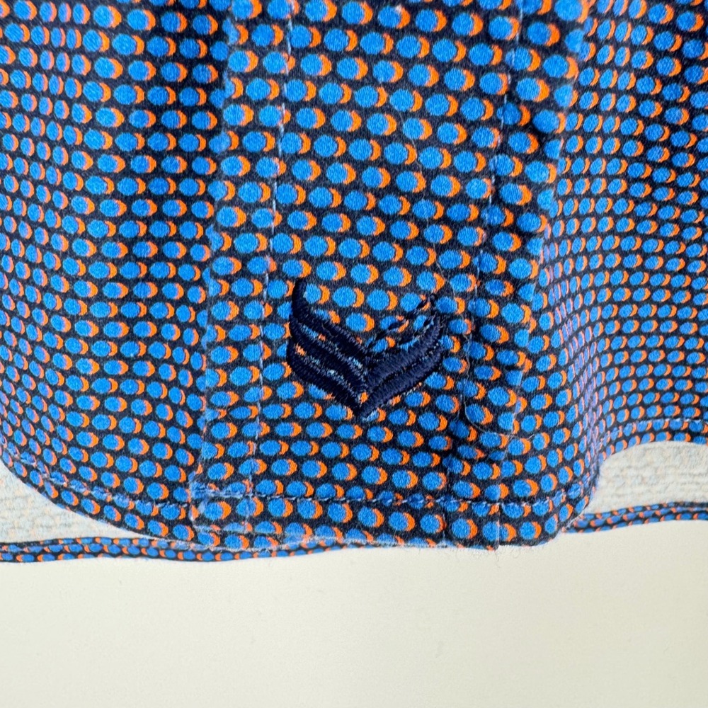 Butter Cloth Mens Button Up Short Sleeve Shirt Blue Geometric Pattern L - Picture 4 of 6